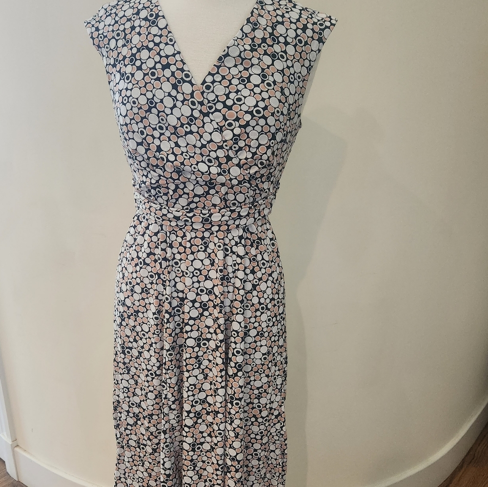 Perceptions New York Fit and Flare Tie Waist Summer Dot Dress
